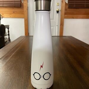 White Insulated Water Bottle with Glasses Design